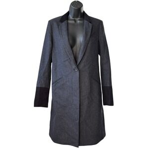 Uniqlo X Undercover by Jun Takahashi Single Breasted Long Wool Coat Sz S Black